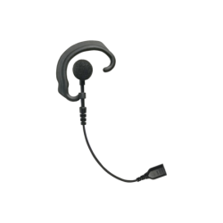 Auricular de gancho para el oído (responder) con cable de fibra trenzada y conector snap. Requiere micrófono de solapa de 1 o 2