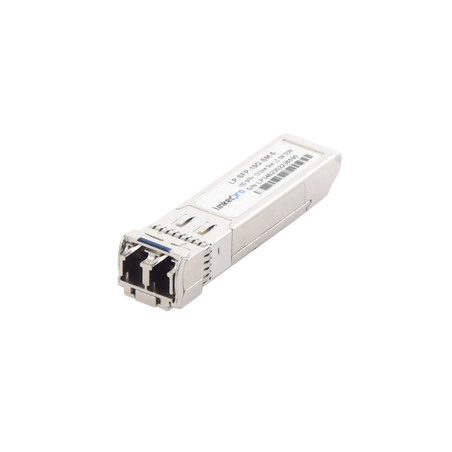 Transceptor SFP+ (mini-gbic) para fibra monomodo, 10 gbps de velocidad, conectores lc, dúplex, hasta 5 km de distancia.
