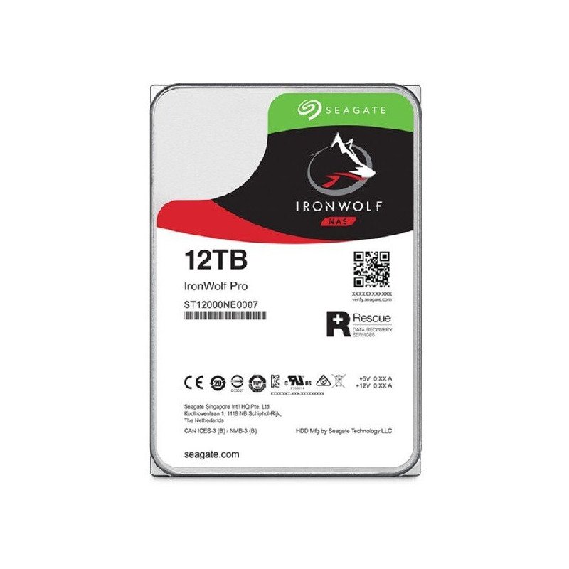 Disco duro interno 12TB Seagate IronWolf pro 3.5 escritorio SATA3 6GB/s 256mb 7200rpm 24x7 hot-plug NAS sin límite de bahías