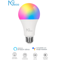 Ngteco ngl200 - foco LED inteligente wifi, 9w, control remoto vía app, color regulable, control por voz, compatible con Amazon A