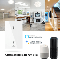 Ngteco ngs102 - apagador inteligente wifi 2 botones touch, control remoto vía app, control por voz, temporizador, panel táctil d