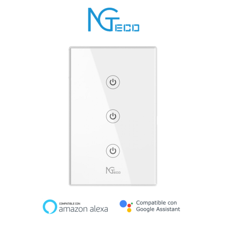 Ngteco ngs103 - apagador inteligente wifi 3 botones touch, control remoto vía app, control por voz, temporizador, panel táctil d