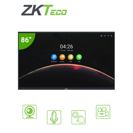 ZKTeco iwb86b - pantalla digital interactiva, 86 pulgadas, 4k UHD, Android, bisel delgado, cámara integrada 13 megapíxeles, matr