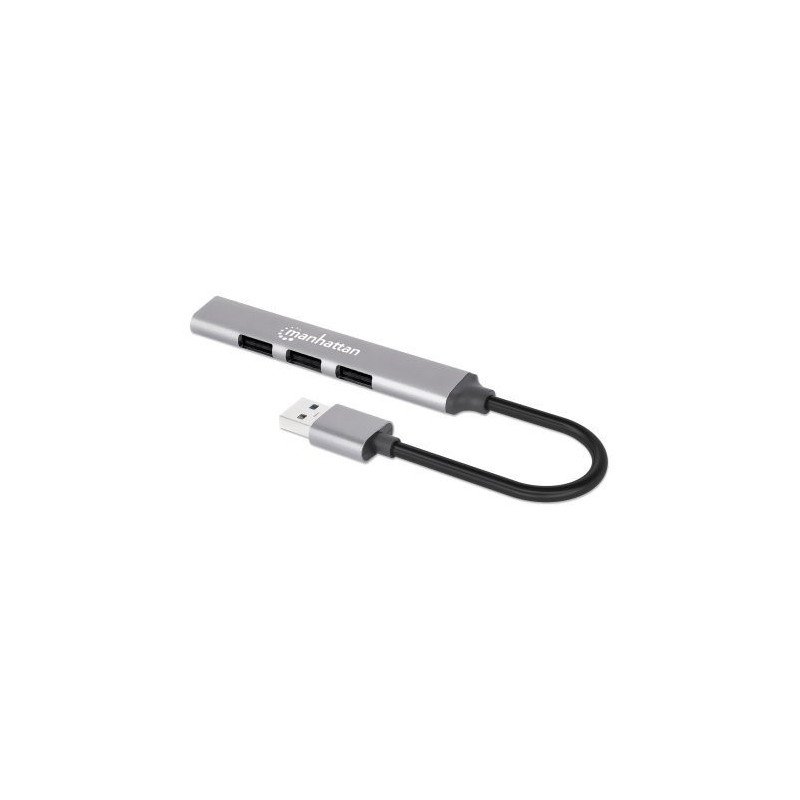 Hub  USB 3.2 Gen 1 (3.1 Gen 1) Type-A, USB 2.0, 5000 Mbit/s, Gris, Aluminio, 0,18 m