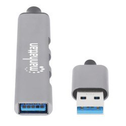 Hub  USB 3.2 Gen 1 (3.1 Gen 1) Type-A, USB 2.0, 5000 Mbit/s, Gris, Aluminio, 0,18 m