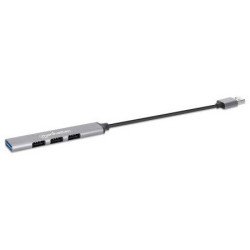 Hub  USB 3.2 Gen 1 (3.1 Gen 1) Type-A, USB 2.0, 5000 Mbit/s, Gris, Aluminio, 0,18 m