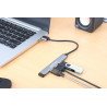 Hub  USB 3.2 Gen 1 (3.1 Gen 1) Type-A, USB 2.0, 5000 Mbit/s, Gris, Aluminio, 0,18 m