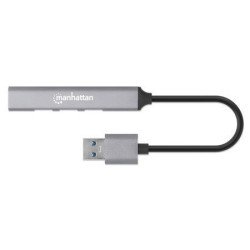 Hub  USB 3.2 Gen 1 (3.1 Gen 1) Type-A, USB 2.0, 5000 Mbit/s, Gris, Aluminio, 0,18 m