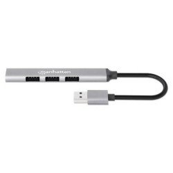 Hub  USB 3.2 Gen 1 (3.1 Gen 1) Type-A, USB 2.0, 5000 Mbit/s, Gris, Aluminio, 0,18 m