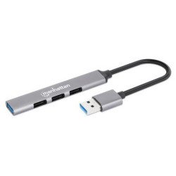 Hub  USB 3.2 Gen 1 (3.1 Gen 1) Type-A, USB 2.0, 5000 Mbit/s, Gris, Aluminio, 0,18 m