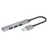 Hub  USB 3.2 Gen 1 (3.1 Gen 1) Type-A, USB 2.0, 5000 Mbit/s, Gris, Aluminio, 0,18 m