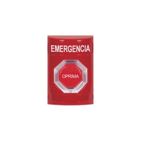 Botón de Emergencia en Español, Color Rojo