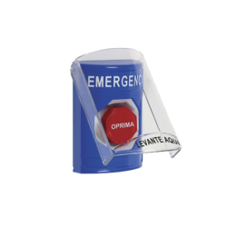 Botón de Emergencia en Español, con Tapa Protectora y Sirena