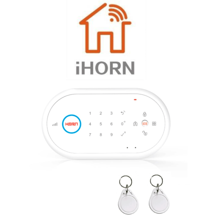 Panel de alarma comunicación 2g. 32 zonas inalámbricas incluye fuente y 2 llaveros rfid para armar y desarmar