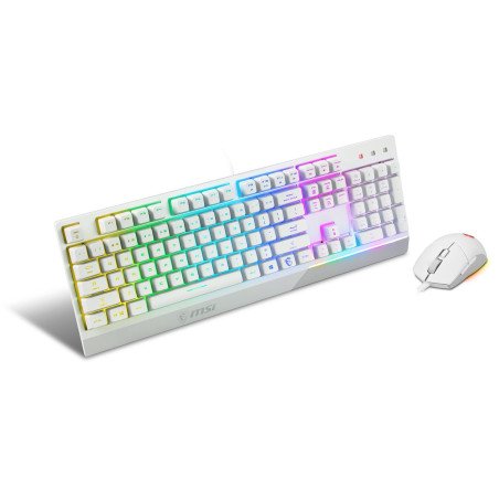 Combo de teclado y mouse MSI VIGOR GK30 COMBO WHITE US, USB, Interruptor mecánico, QWERTY, LED RGB, Blanco