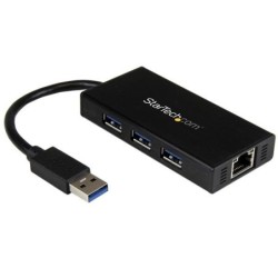 Hub USB 3.0 de aluminio con cable, concentrador de 3 puertos USB con adaptador de red ethernet gigabit externo, Startech.com