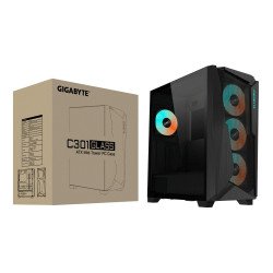 Gabinete Gigabyte C301 GLASS, Midi Tower, PC, Negro, ATX, EATX, micro ATX, Mini-ITX, Vidrio, Plástico, Acero, Juego