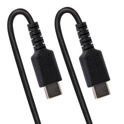 StarTech.com Cable de 50cm de Carga USB C a USB C, Cable USB Tipo C Rizado de Carga Rápida y Servicio Pesado, Cable USB 2.0