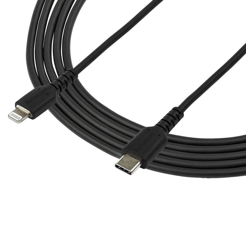Cable de carga de 2m USB-c a lightning - color negro - cable USB de carga y alta resistencia - certificado mfi Apple