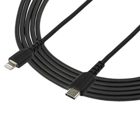 Cable de carga de 2m USB-c a lightning - color negro - cable USB de carga y alta resistencia - certificado mfi Apple