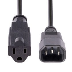 StarTech.com 1415R-3F-POWER-CORD cable de transmisión Negro 1 m C14 acoplador NEMA 5-15R