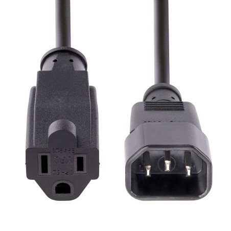 StarTech.com 1415R-3F-POWER-CORD cable de transmisión Negro 1 m C14 acoplador NEMA 5-15R