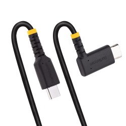 StarTech.com Cable 1m USB C Acodado - en Ángulo Recto - PD 60W - 3A - Cable USB-C de Carga Rápida - de Alta Resistencia - USB