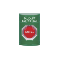 Botón de Salida de Emergencia en español, Acción Mantenida, Girar para Restablecer y LED Multicolor