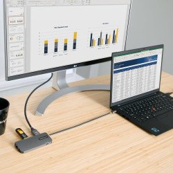 Docking station - adaptador multipuertos USB c, HDMI de 4k y 60hz, hub USB-a 3.2 de 3 puertos de 5gbps, pd de 100w, GBE - st