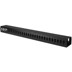 Organizador Vertical de Cableado con Lengüetas - 0U - 91cm, Panel de gestión de cables, Negro, Plástico, Acero, 20U