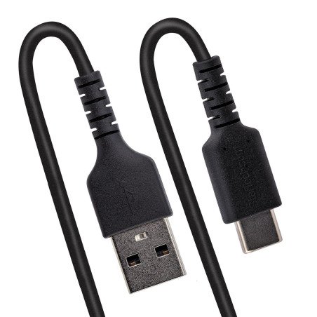 Cable de 50 cm de Carga USB A a USB C, Cable USB Tipo C en Espiral de Carga Rápida