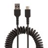 Cable de 50 cm de Carga USB A a USB C, Cable USB Tipo C en Espiral de Carga Rápida