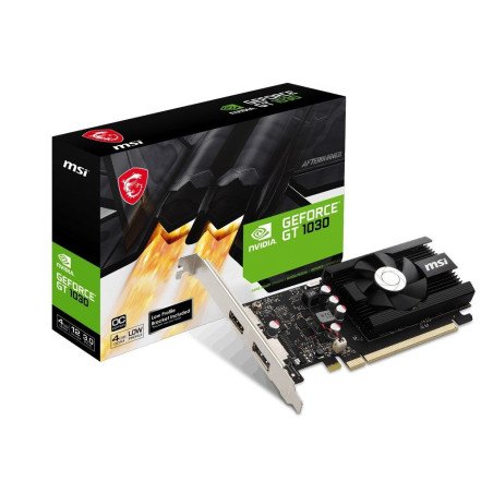 Tarjeta de video MSI GeForce GT 1030 4GD4 LP OC, GeForce GT 1030, 4 GB, GDDR4, 64 bit, 2100 MHz, PCI Express x16 3.0