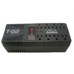 Regulador Vica T-02 de 1200va, 700w 8 contactos protector de línea telefónica garantía 5 años