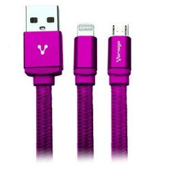 Vorago CAB-209 cable USB 1 m USB A Micro-USB B/Lightning Rosa