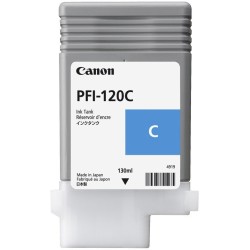 Tanque de tinta Canon PFI-120 c cian rendimiento 130 ml, compatible con TM-200, TM-205, TM-300, TM-305.