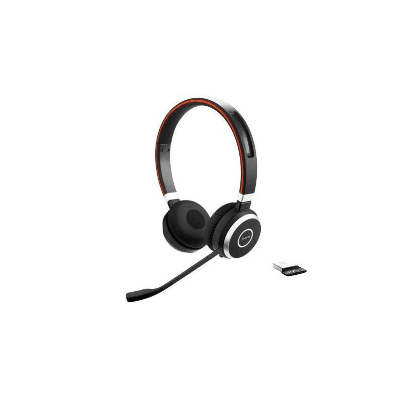 Diadema Jabra Evolve 65, Inalámbrico y alámbrico, Llamadas/Música, 20 - 20000 Hz, 310 g, Auriculares, Negro