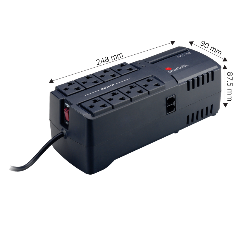 Regulador de voltaje SmartBitt 1350va, 675 watts120v8 contactos reg. Y