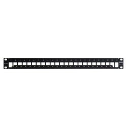 Patch Panel TERA-MAX de 24 Puertos, Modular, Plano, Color Negro, 1UR