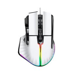 Mouse game factor laser, pixart 3370, 19k DPI, 6+1 botones RGB mog602-wh