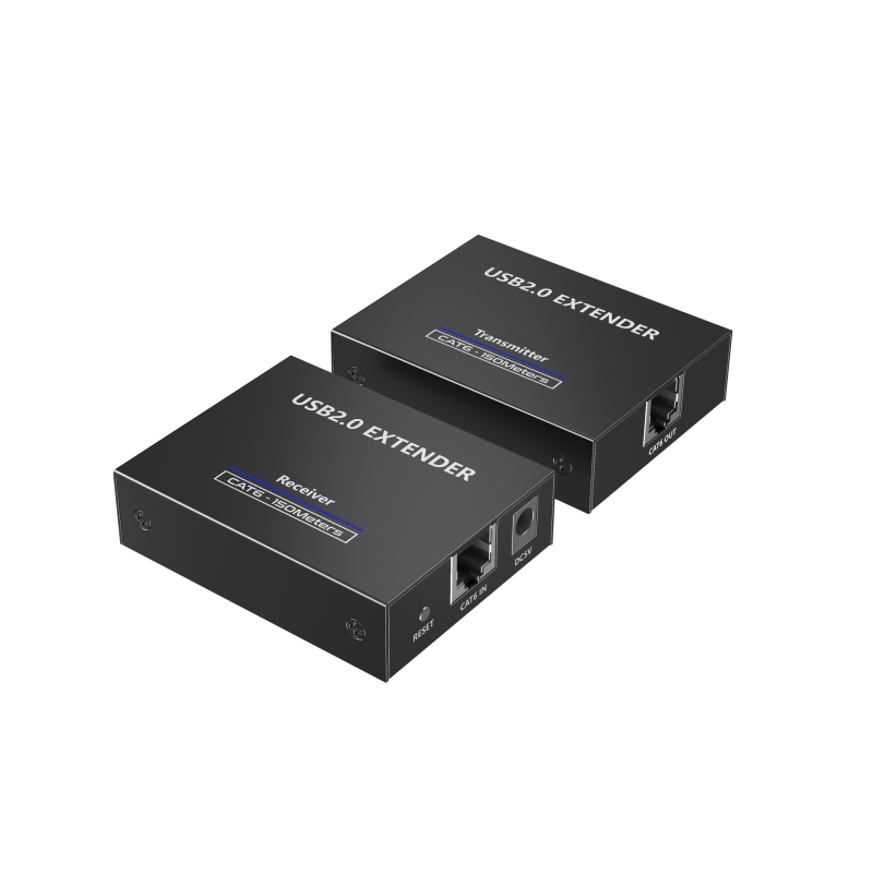 Kit extensor USB 2.0 de 4 puertos para distancias de hasta 150 m, soporta USB 2.0, USB 1.1 y USB 1.0, UTP cat 5e, 6, 6a, 7, sopo
