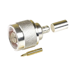 Conector N macho para 75 ohm de anillo plegable para cable RG-59, níquel, oro, teflón.