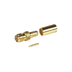 Conector SMA hembra inverso de anillo plegable para cable RG-8/x, 9258, LMR-240, oro, oro, teflón.