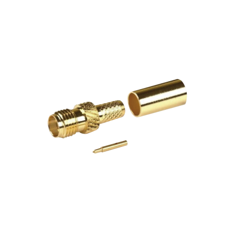 Conector SMA hembra inverso de anillo plegable para cable RG-8/x, 9258, LMR-240, oro, oro, teflón.