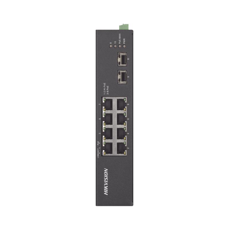 Switch Industrial No Administrable Gigabit, 6 Puertos Gigabit PoE+ (30 W) + 2 Puertos Gigabit PoE++ (60 W), 2 Puertos SFP, 120 W