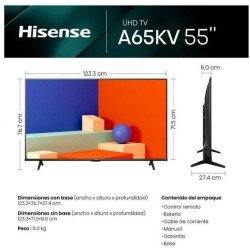 Televisión Hisense 55A65KV - 55 pulgadas, LED 4K UHD, 3840 x 2160 Pixeles, SMART VIDAA