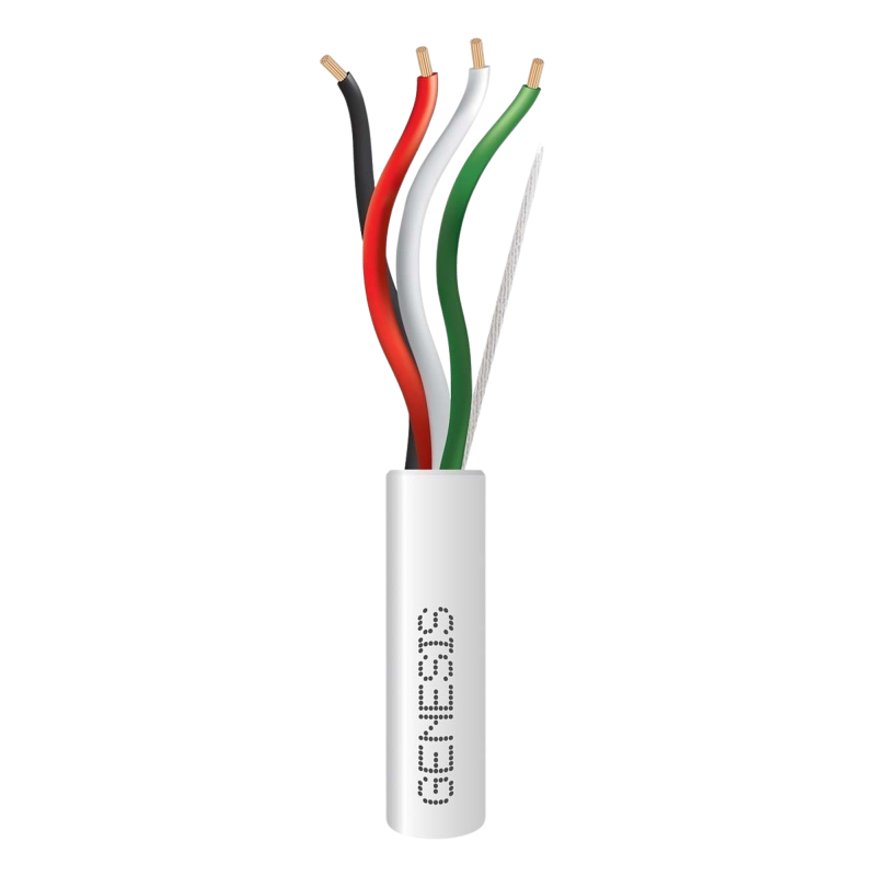 Bobina de 152 Metros, Cable de Cobre, 4x18 AWG, Riser, Para Interior, Color Blanco, Para Aplicaciones de Alarmas de Intrusión/Co