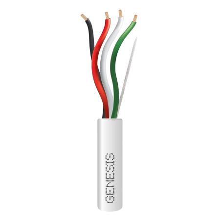 Bobina de 152 Metros, Cable de Cobre, 4x18 AWG, Riser, Para Interior, Color Blanco, Para Aplicaciones de Alarmas de Intrusión/Co