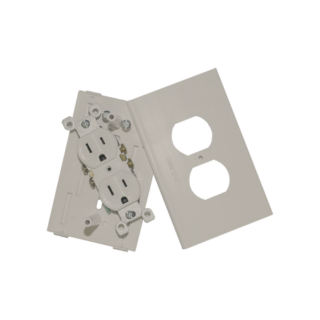 Contacto eléctrico doble, soporte y tapa color Marfil de PVC auto extinguible, para canaleta TEK-100-M (5591-19001)
