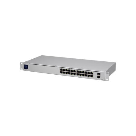 UniFi Switch USW-24, Capa 2 de 24 puertos 10/100/1000 Mbps + 2 puertos 1G SFP, pantalla informativa